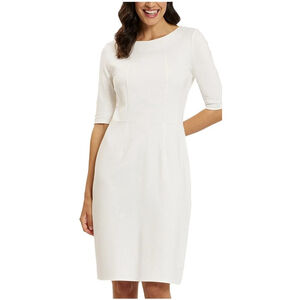 New $248 Jude Connally Women's Cream Monique Sheath Dress Knee-length Size Small